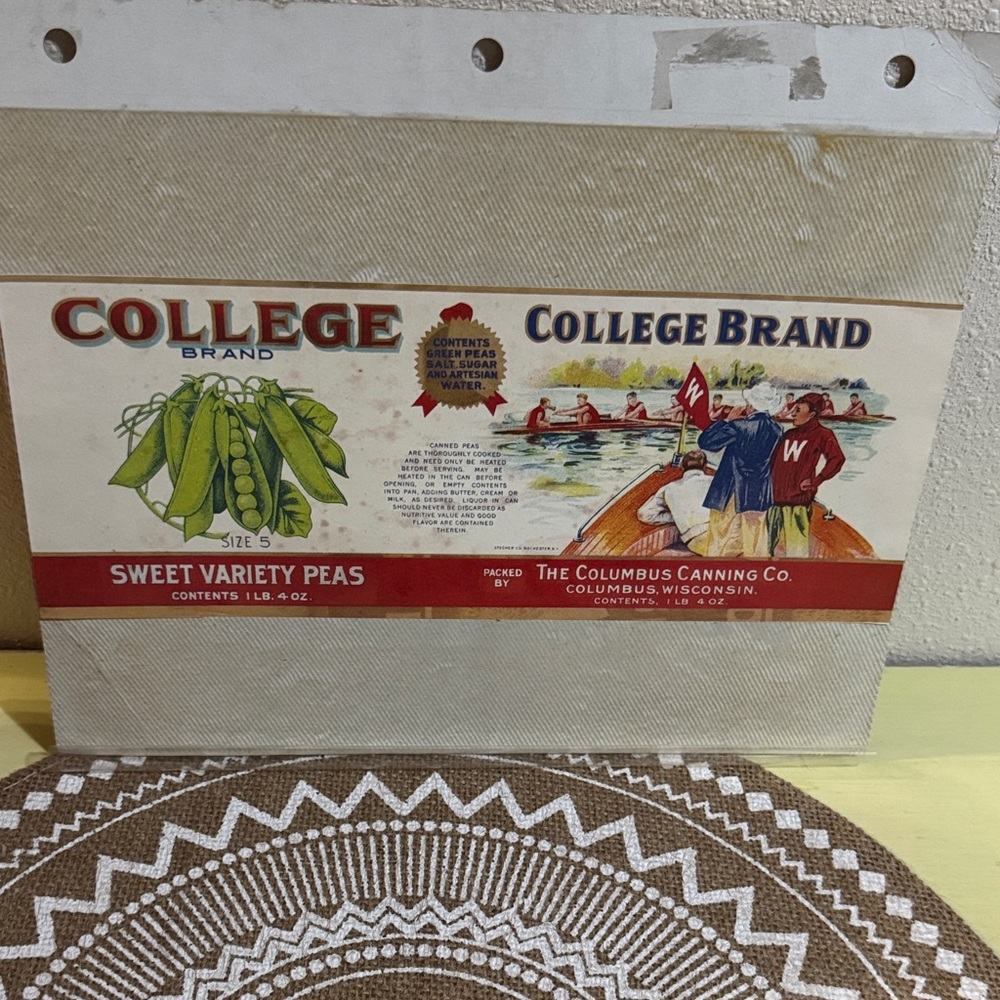 The College Brand Sweet Peas Label Columbus Canning Co